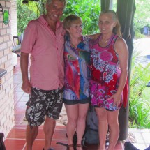 Alfred and Marion with Irany, the owner of the campsite in Bombas